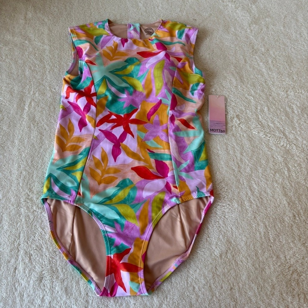 NWT Mott50 Swimsuit Women's S Michaela Brushed‎ Flora Print Sleeveless One Piece